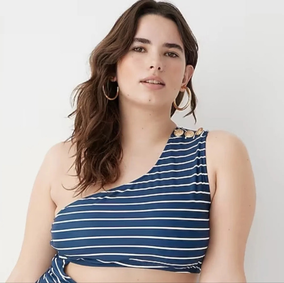 J. Crew Cutout One-piece Swimsuit in Navy Stripe - Picture 6 of 7